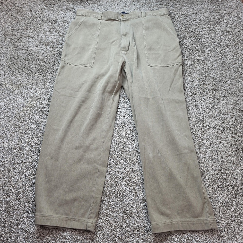 VINTAGE Polo By Ralph Lauren Pants Mens 38x34 Beige‎ Chino Khakis Relaxed Canvas